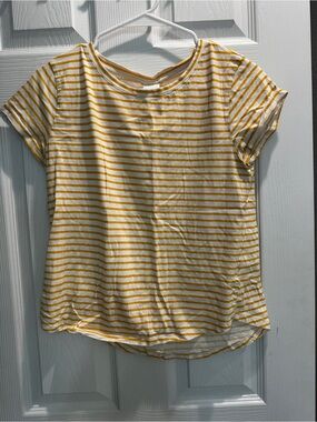 H&M White and Yellow Striped Short-Sleeve Tee